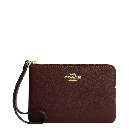 Monedero Coach Corner Zip Wristlet Maple