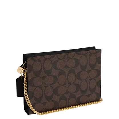 Bolsa Coach Slim Crossbody In Signature Canvas Brown Black