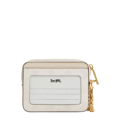 Monedero Coach Zip Card Case In Signature Canvas White Chalk