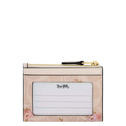 Monedero Coach Mini Skinny Id Case In Signature Canvas With Floral Print Sand Multi