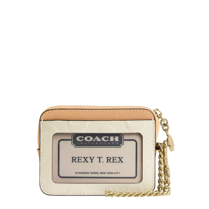 Monedero Coach Zip Card Case In Signature Leather With Charm Light Lemon