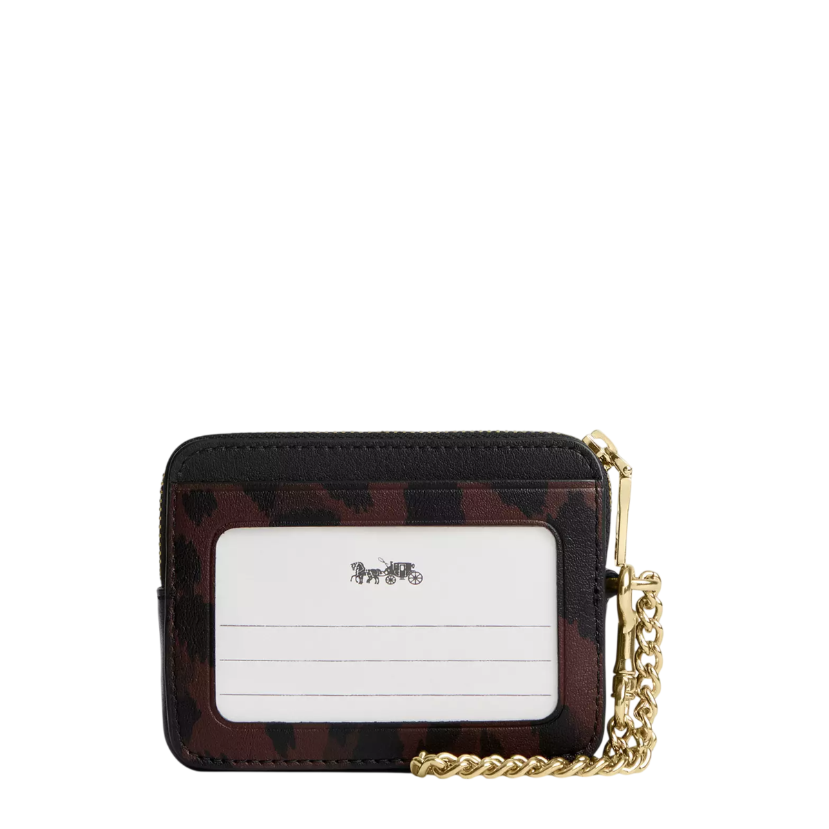 Monedero Coach Zip Card Case With Leopard Print Dark Leopard