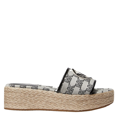 Sandalias Michael Kors Sadler Logo Jacquard and Jute Wedge Sandal Black