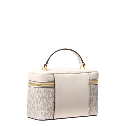 Bolsa Michael Kors Vivi Small Signature Logo Vanity Crossbody Bag Light Cream Multi