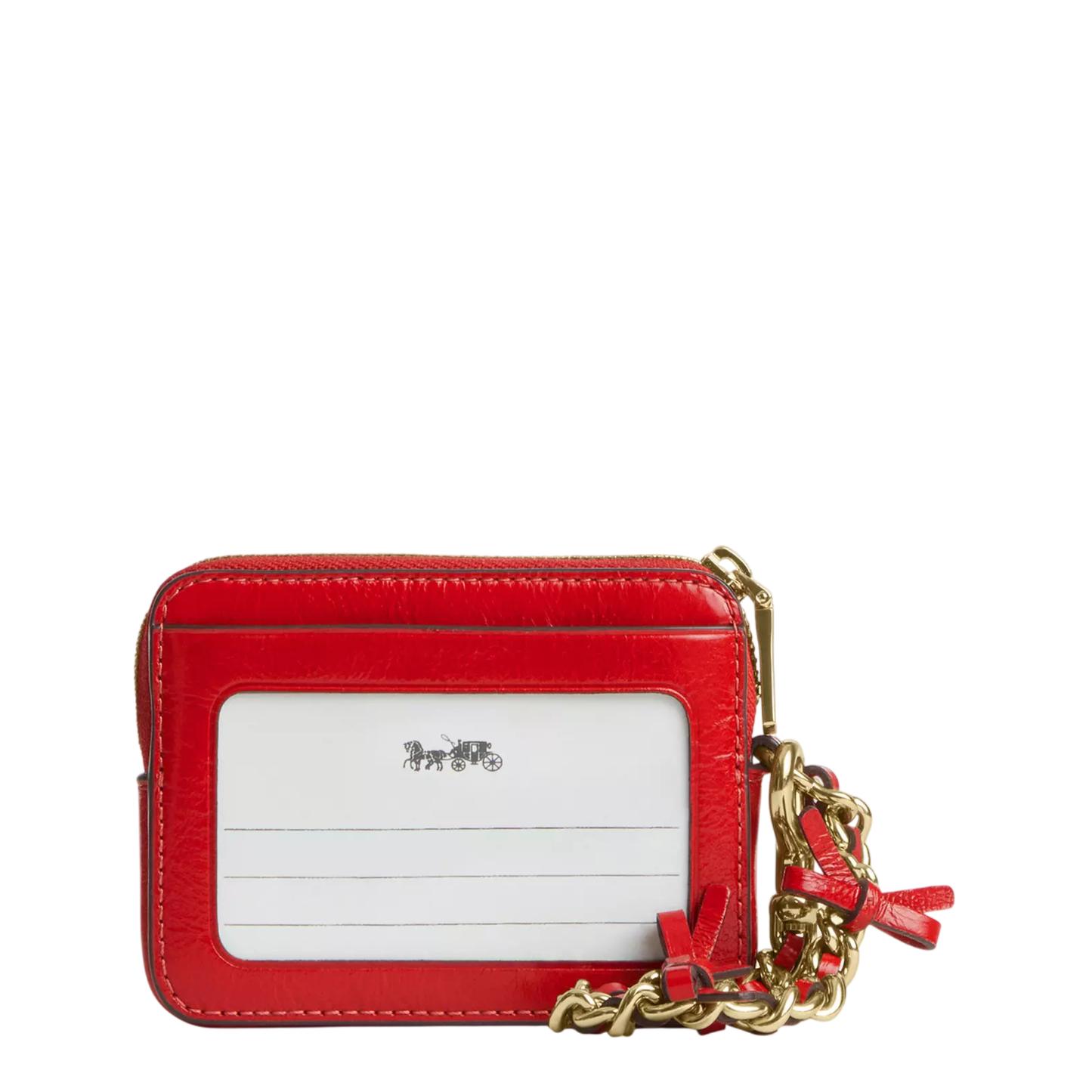 Monedero Coach Zip Card Case With Bows Bright Cherry