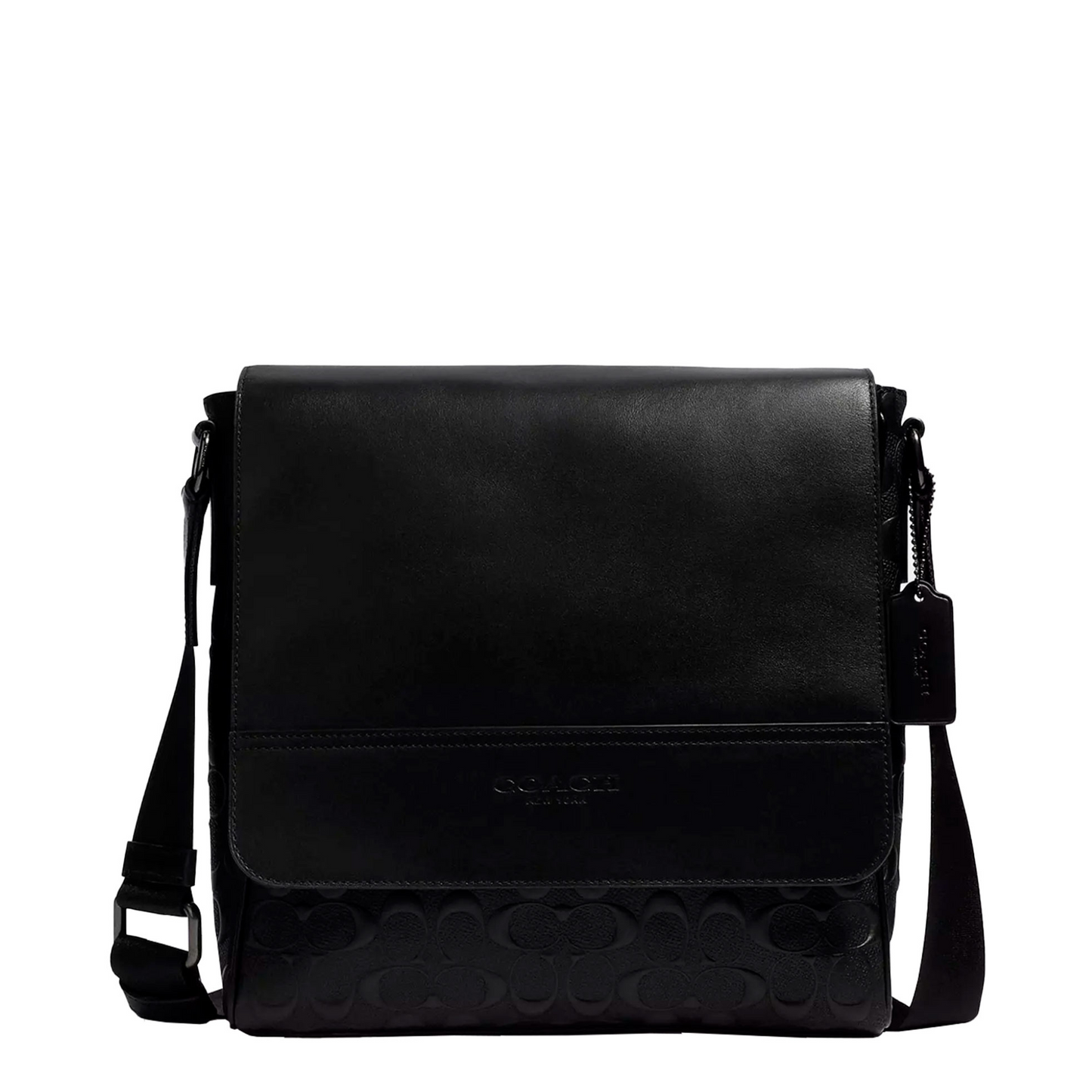 Bandolera Coach Houston Map Bag In Signature Leather Black