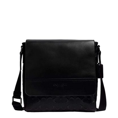Bandolera Coach Houston Map Bag In Signature Leather Black