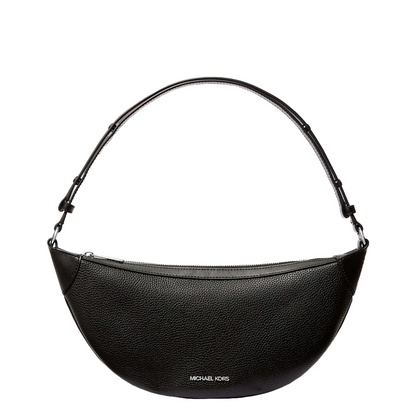 Bolsa Michael Kors Hollis Medium 2-in-1 Grain Leather and Jacquard Logo Shoulder Bag Black