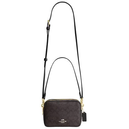 Bolsa Corssbody Mini Carey Crossbody Bag In Signature Canvas Walnut Black