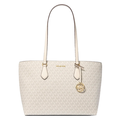 Bolsa Michael Kors Sheila Large Signature Logo Tote Bag Light Cream