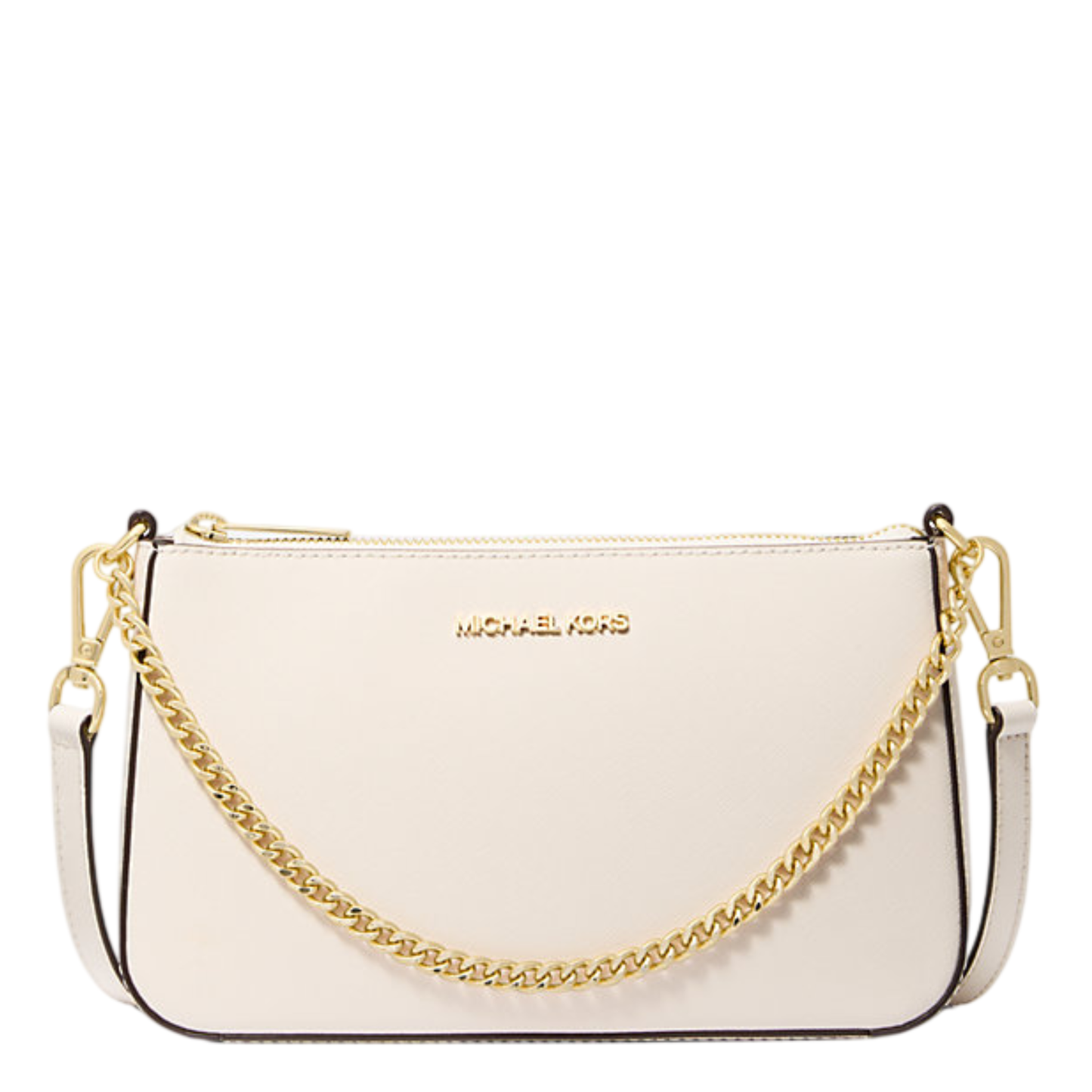 Bolsa Michael Kors Jet Set Medium Saffiano Leather Crossbody Bag Light Cream