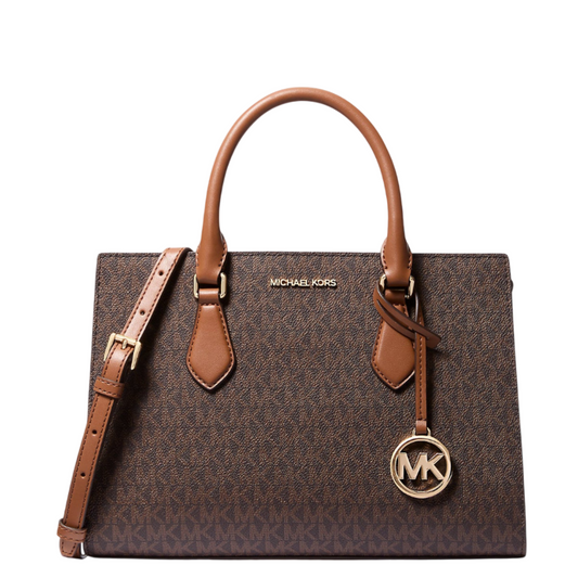Bolsa Michael Kors Sheila Center Logo Zip Satchel Small Brown
