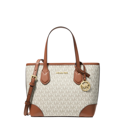 Bolsa Michael Kors Eva Extra-Small Signature Logo Convertible Tote Bag Vanilla