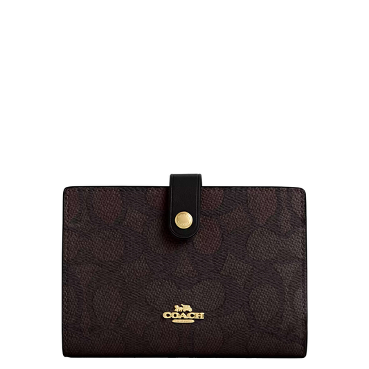 Cartera Coach 2 In 1 Wallet  Blocked Signature Canvas Walnut Tan