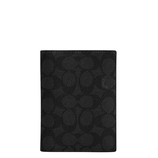 Estuche Psaporte Coach Card Case In Signature Canvas Black