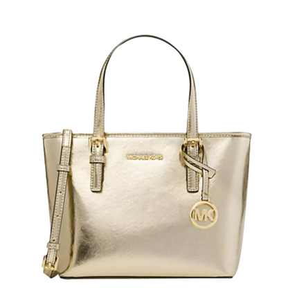 Michael michael kors metallic signature jet set travel tote discount