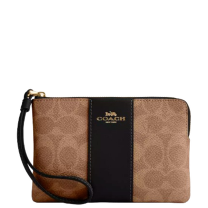 Monedero Coach Corner Zip Wristlet In Signature Canvas