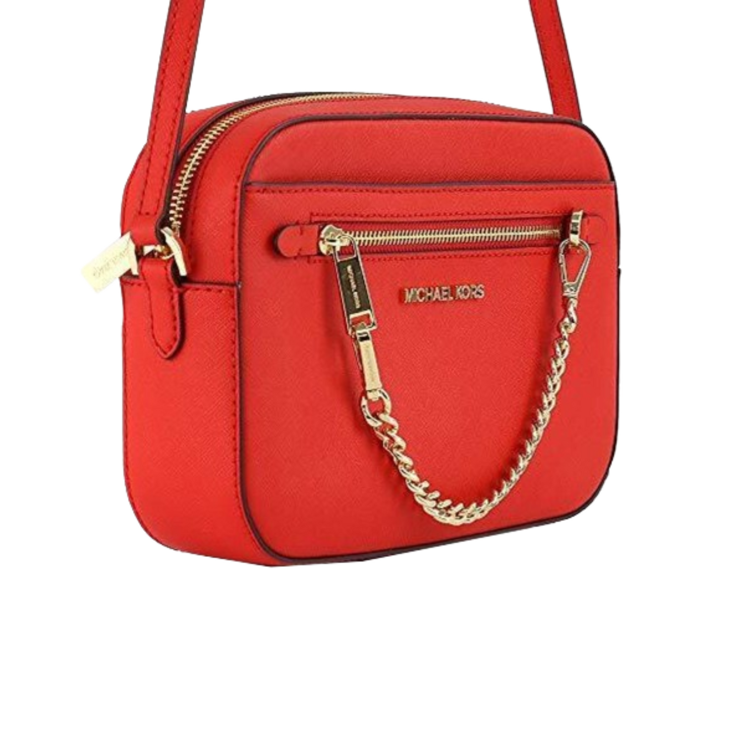 Bolsa Michael Kors Jet Set Large Saffiano Leather Crossbody Bag Bright Red