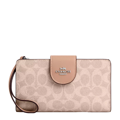 Cartera Coach Phone Wallet In Signature Canvas Sand Taupe