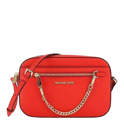 Bolsa Michael Kors Jet Set Large Saffiano Leather Crossbody Bag Bright Red