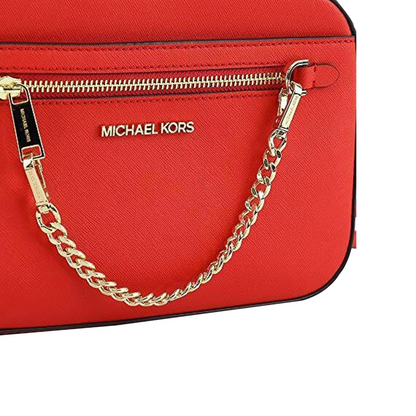 Bolsa Michael Kors Jet Set Large Saffiano Leather Crossbody Bag Bright Red