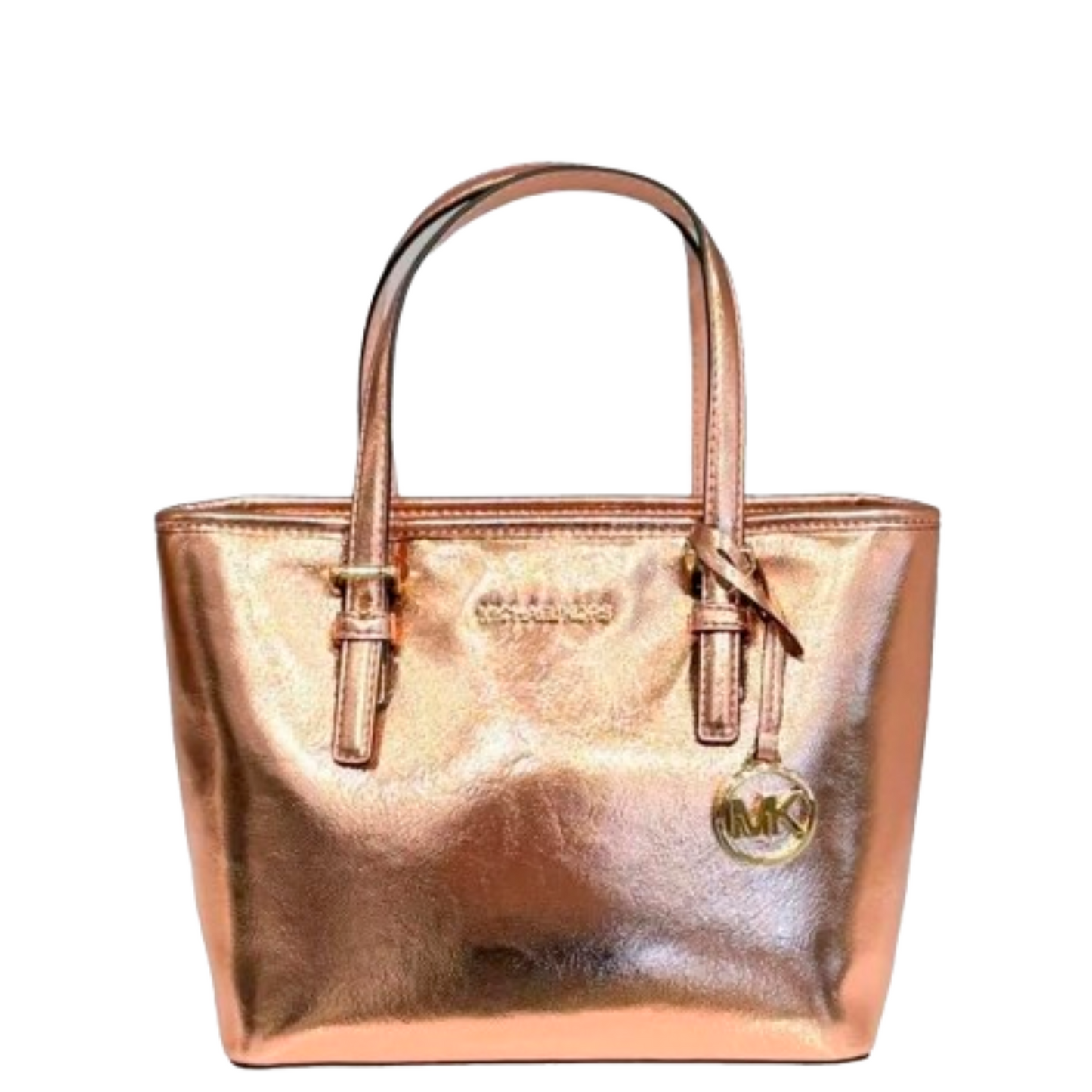 Michael kors metallic jet set tote discount
