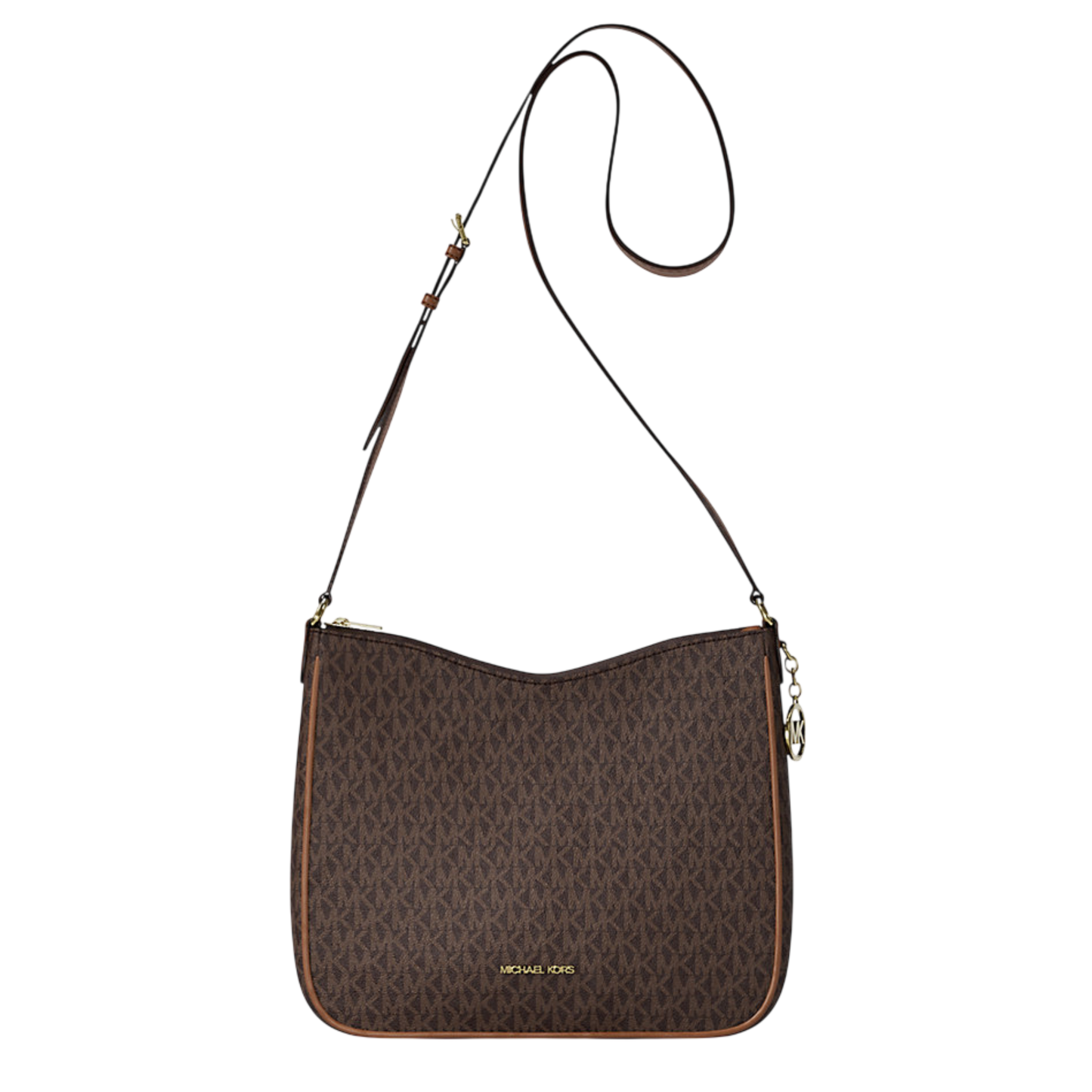 Bolsa Michael Kors Nayla Medium Signature Logo Messenger Bag Brown