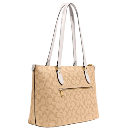 Bolsa Coach Gallery Tote Bag In Signature Canvas Light Khaki Chalk