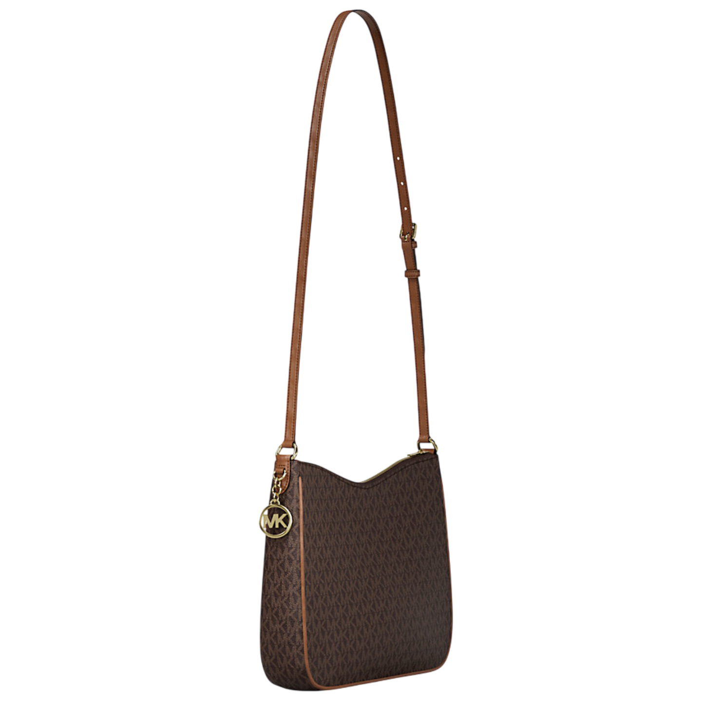 Bolsa Michael Kors Nayla Medium Signature Logo Messenger Bag Brown