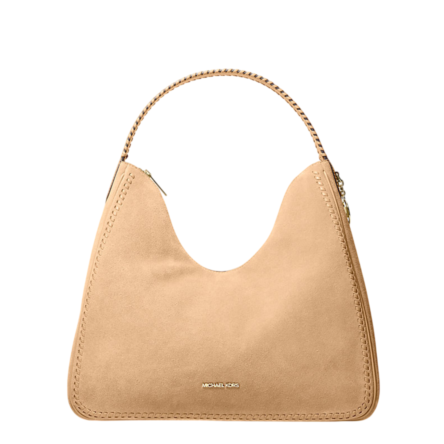 Bolsa Michael Kors Nayla Medium Suede Hobo Shoulder Bag Camel