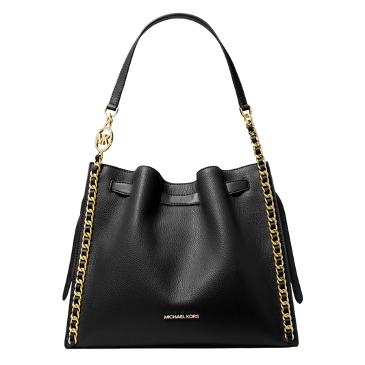 Bolsa Michael Kors Mina Large Chain Shoulder Bag Black