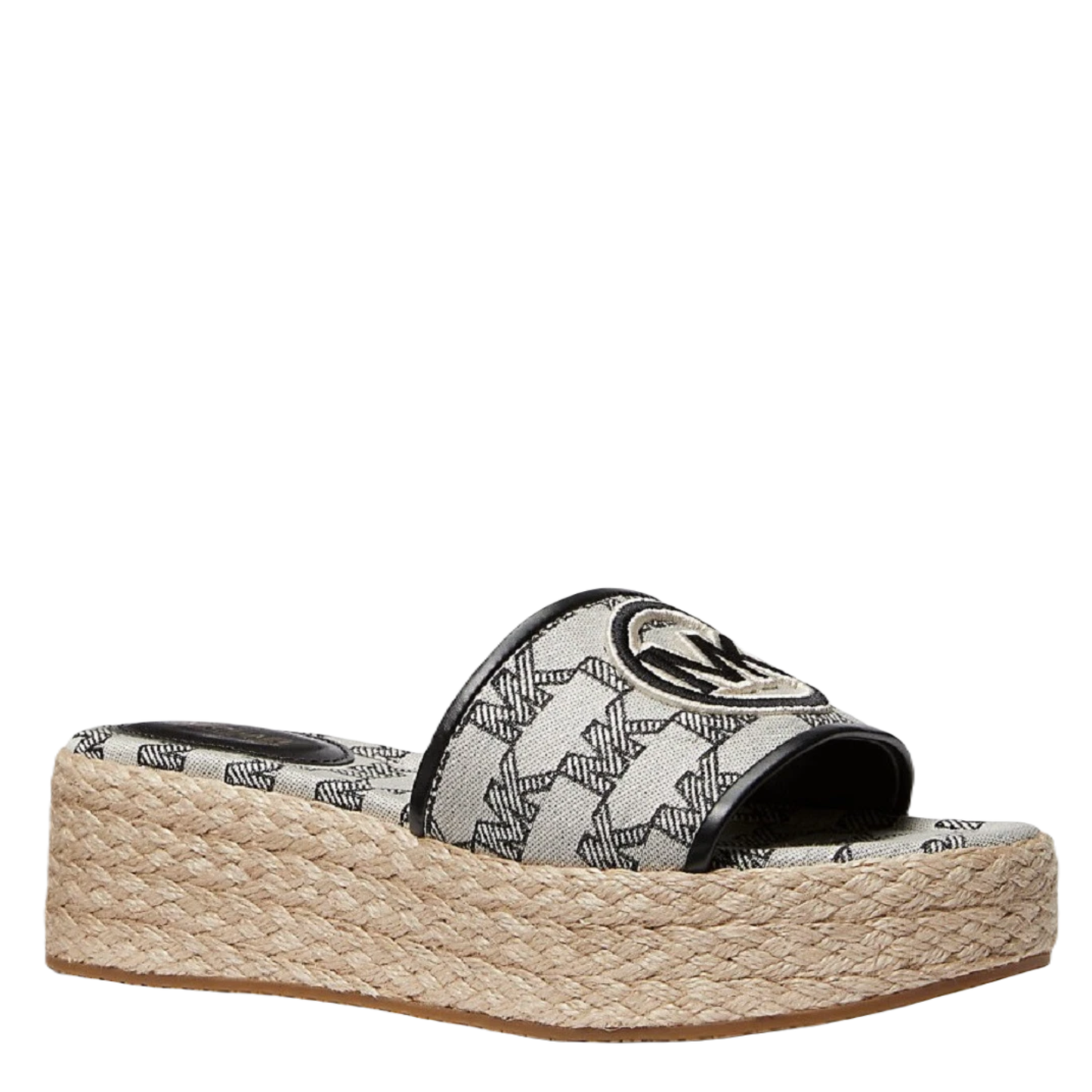 Sandalias Michael Kors Sadler Logo Jacquard and Jute Wedge Sandal Black
