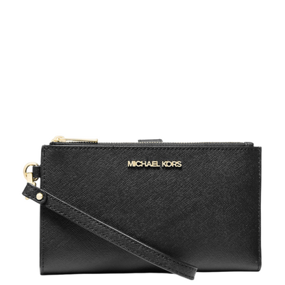 Cartera Michael Kors Jet Set Large Leather Smartphone Wristlet Wallet Black