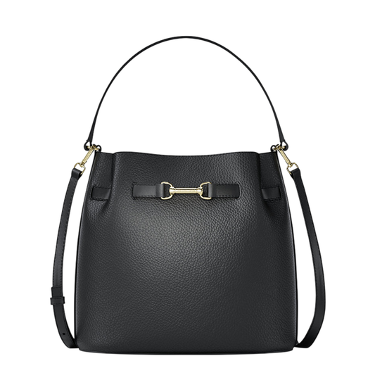 Bolsa Michael Kors Carson Medium Pebbled Leather Convertible Bucket Crossbody Bag Black