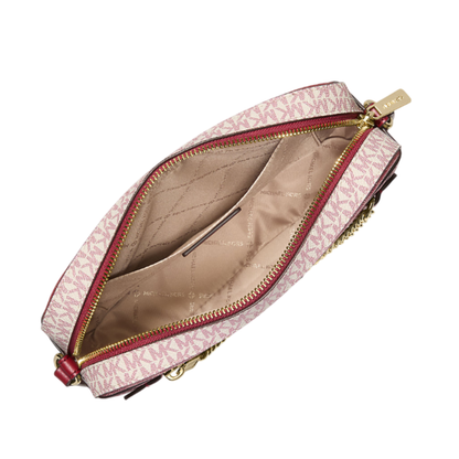 Bolsa Michael Kors Jet Set Large Metallic Signature Logo Crossbody Bag Cherry