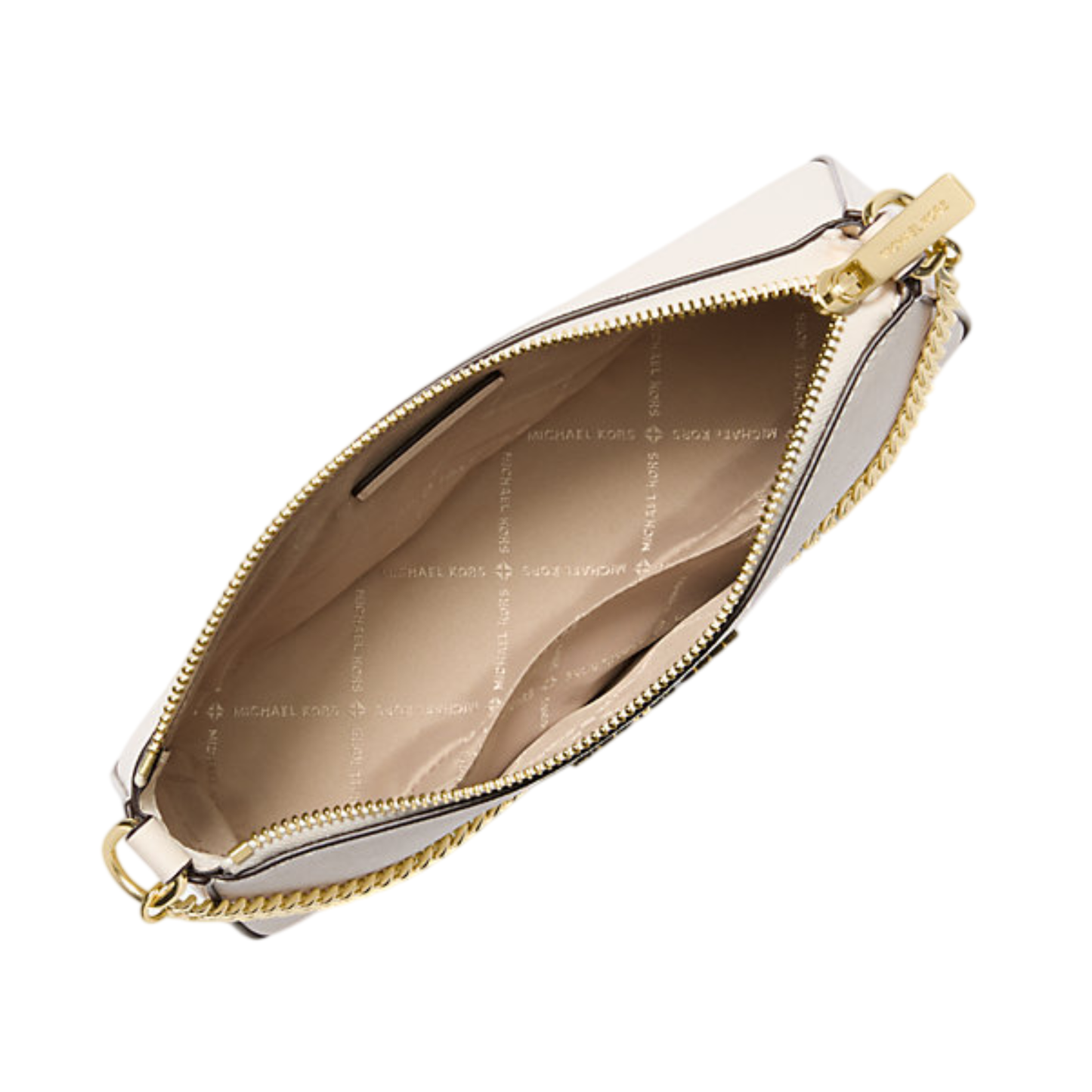 Bolsa Michael Kors Jet Set Medium Saffiano Leather Crossbody Bag Light Cream