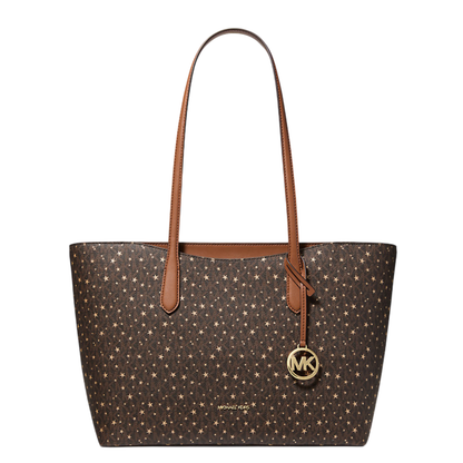 Bolsa Michael Kors Arden Large Printed Signature Logo Top-Zip Tote Bag Brown