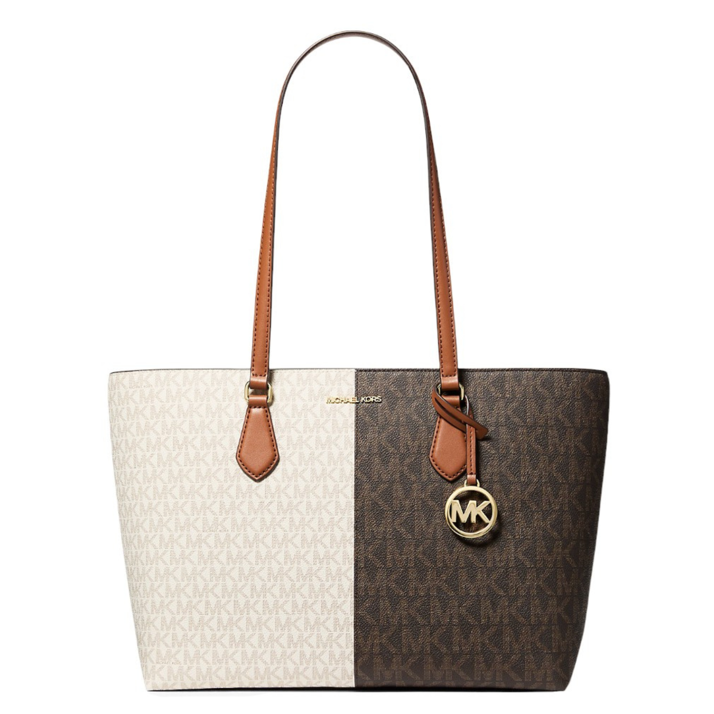 Bolsa Michael Kors Sheila Large Two-Tone Signature Logo Tote Bag Brown Multi