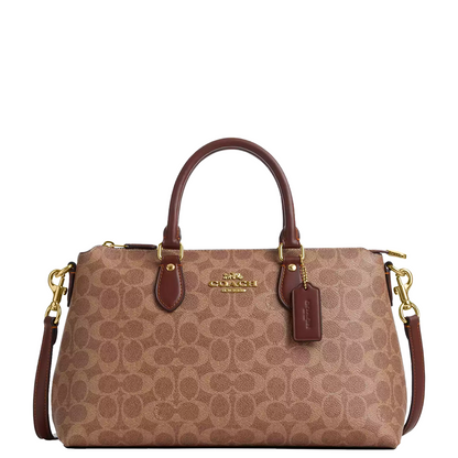 Bolsa Coach Georgia Satchel Bag In Signature Canvas Tan Brown