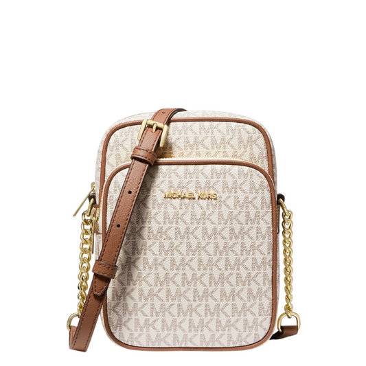 Bolsa Michael Kors Jet Set Travel Medium Logo Crossbody Bag Vanilla