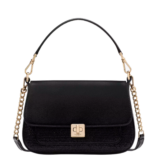 Bolsa Kate Spade Phoebe Glitter Small Flap Crossbody Black