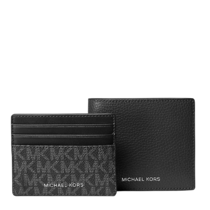 Cartera Michael Kors Pebbled Leather Billfold Wallet and Signature Logo Card Case Gift Set