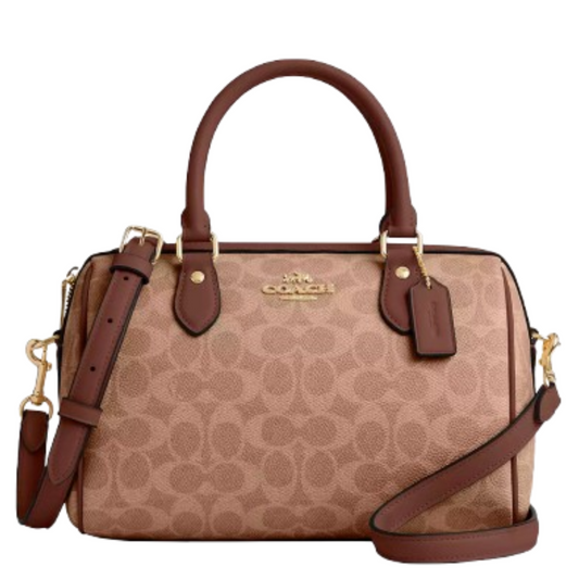 Bolsa Coach Rowan Satchel Bag In Signature Canvas Tan Brown