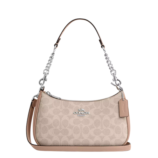Bolsa Coach Teri Shoulder Bag In Signature Canvas Sand Taupe
