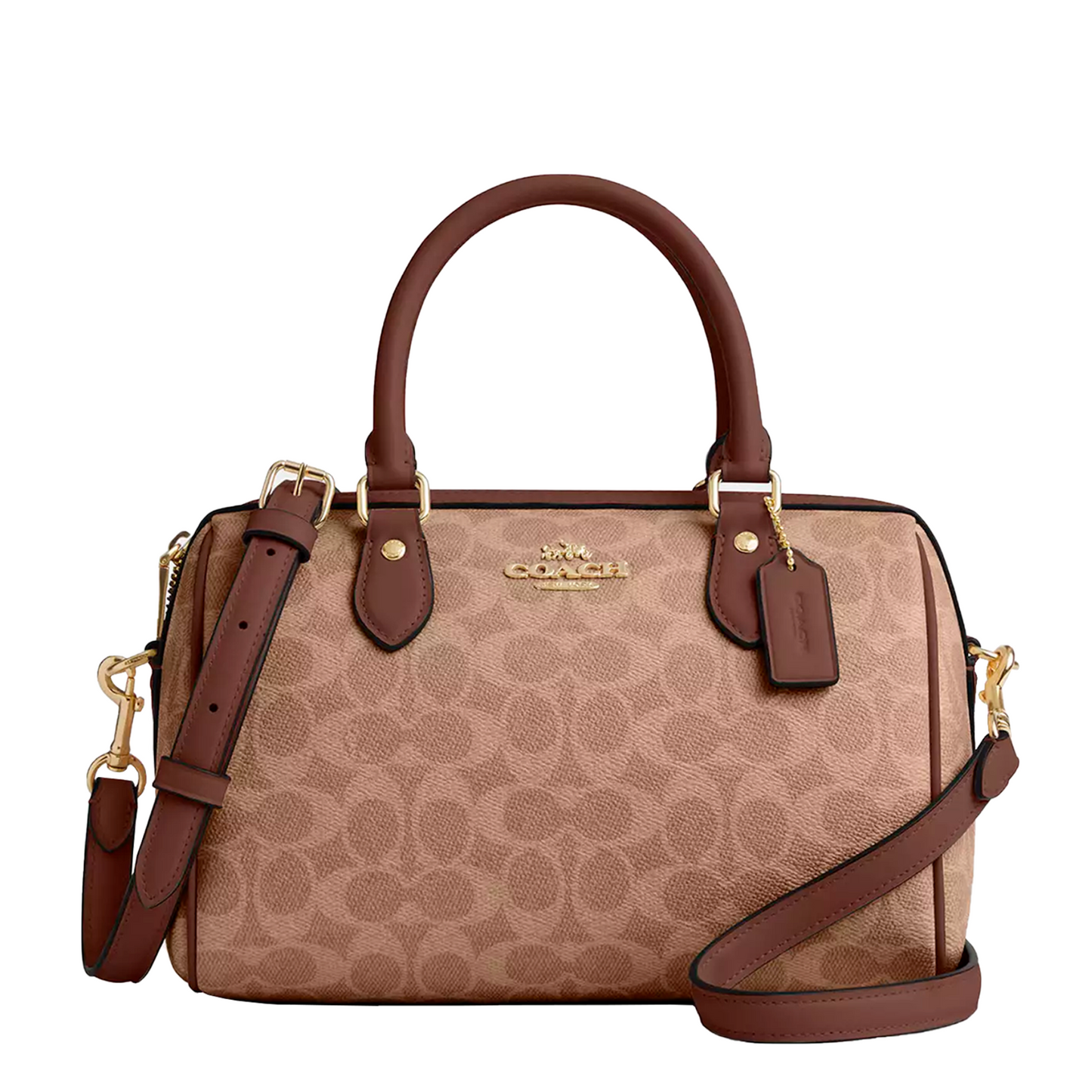 Bolsa Coach Rowan Satchel Bag In Signature Canvas Tan Brown
