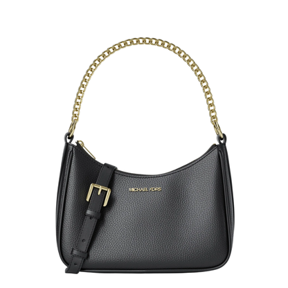 Bolsa Michael Kors Jet Set Large Peebled Leather Convertible Crossbody Bag Black