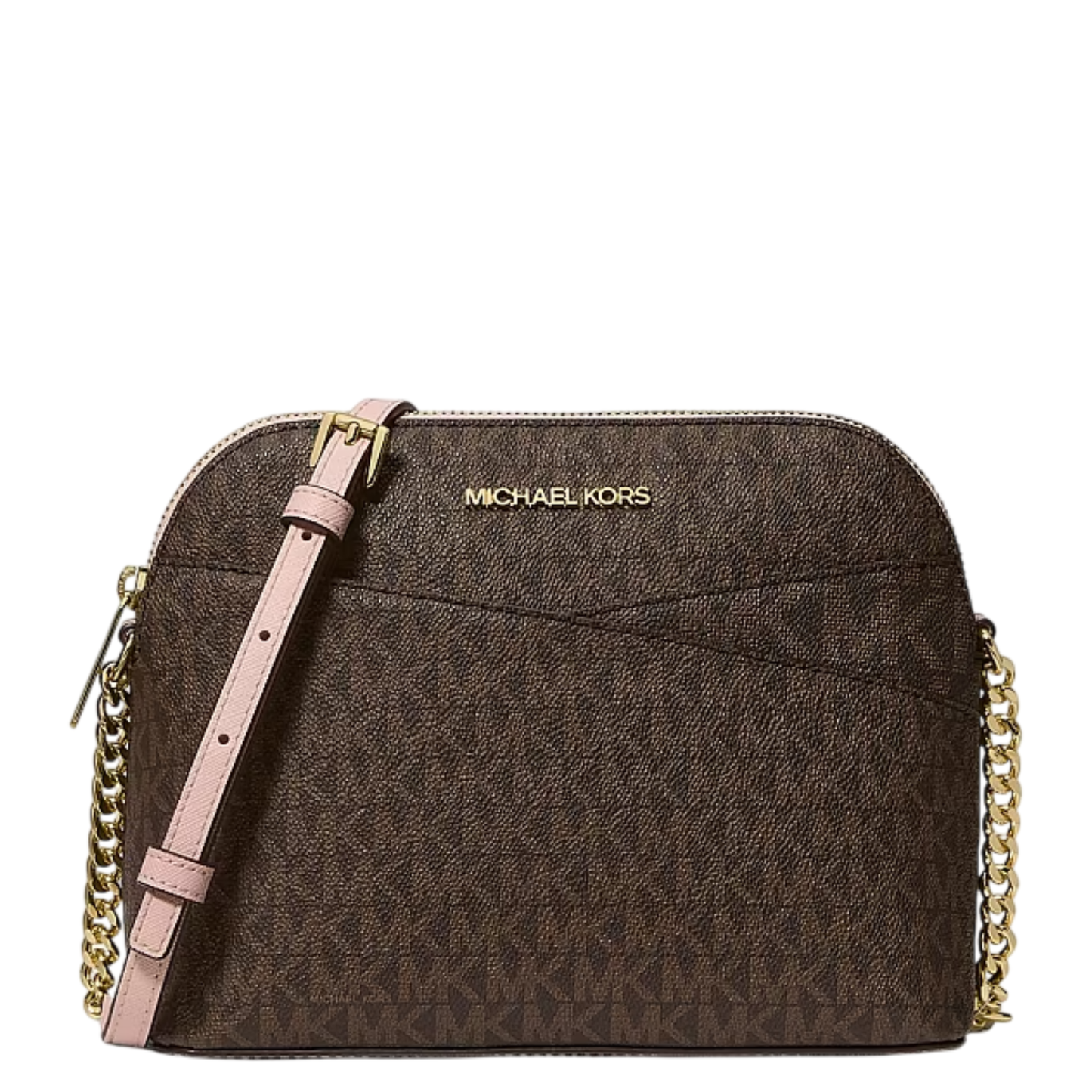 Bolsa Michael Kors Jet Set Travel Medium Logo Dome Crossbody Bag Powder Blush
