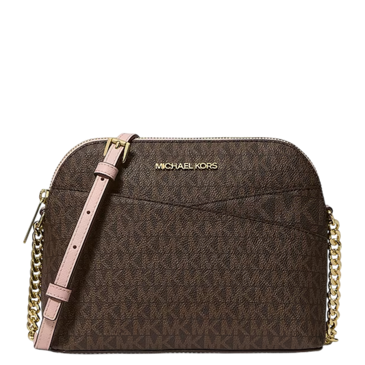 Bolsa Michael Kors Jet Set Travel Medium Logo Dome Crossbody Bag Powder Blush