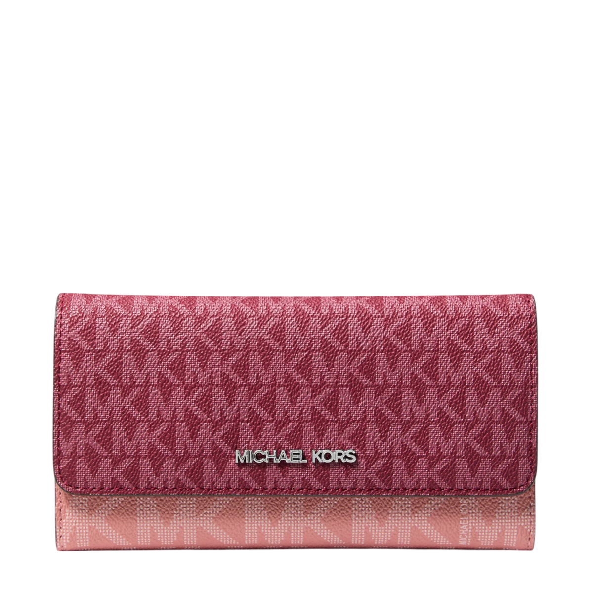 Cartera Michael Kors Jet Set Travel Signature Logo Tri-Fold Wallet Maroon
