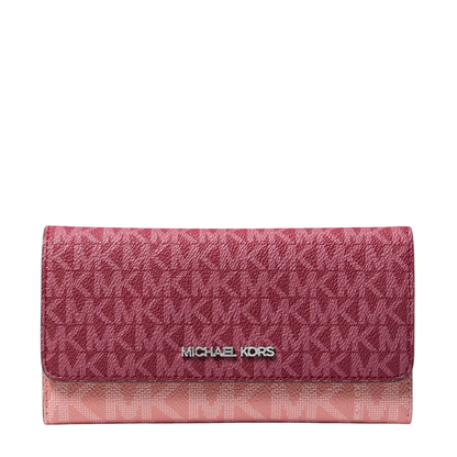 Cartera Michael Kors Jet Set Travel Signature Logo Tri-Fold Wallet Maroon